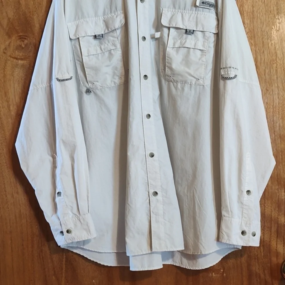 Columbia Mens Vented PFG Fishing Shirt White Collared Convertible Sleeves XXL - Picture 4 of 11